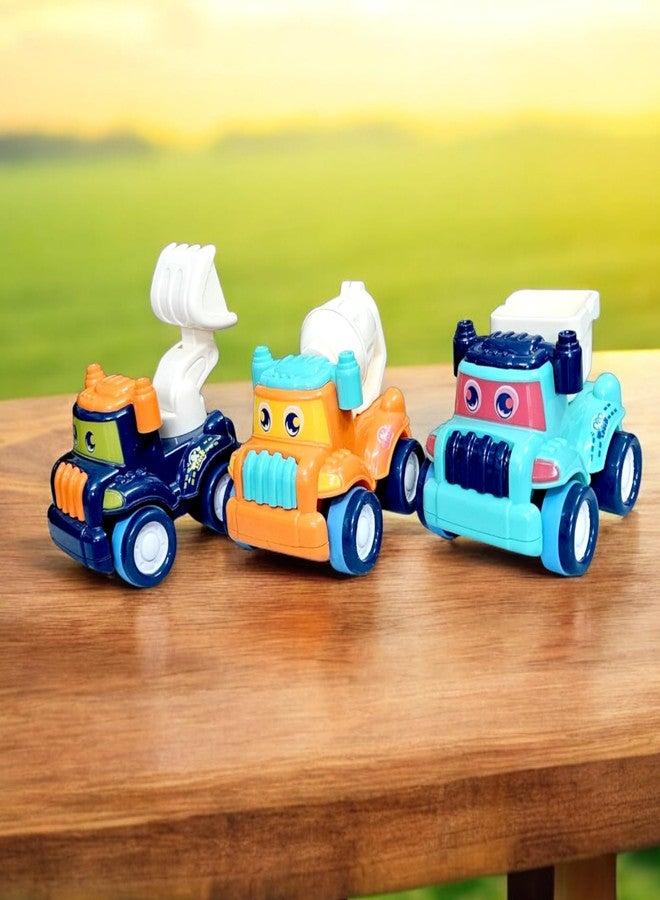 Stylbase Friction Powered Pull Back Vehicles for Kids Toys | Unbreakable Bulldozer Construction Truck Dumper Toys for Kids | Push and Go Toy Set for Boys & Girls 3+ Years (Pack of 3) - Image 3